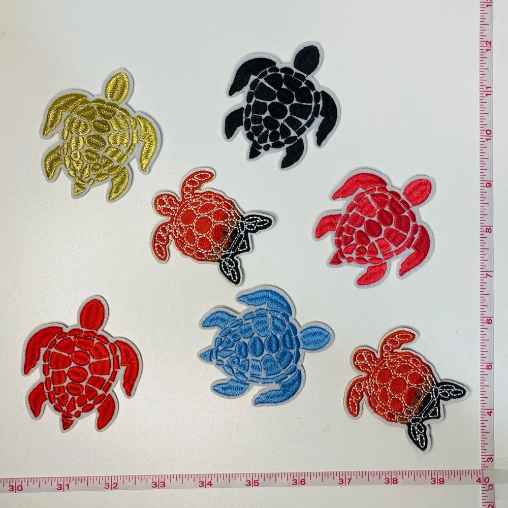Lot of 7 sea turtle embroidered iron on patches, womens accessories, DIY project